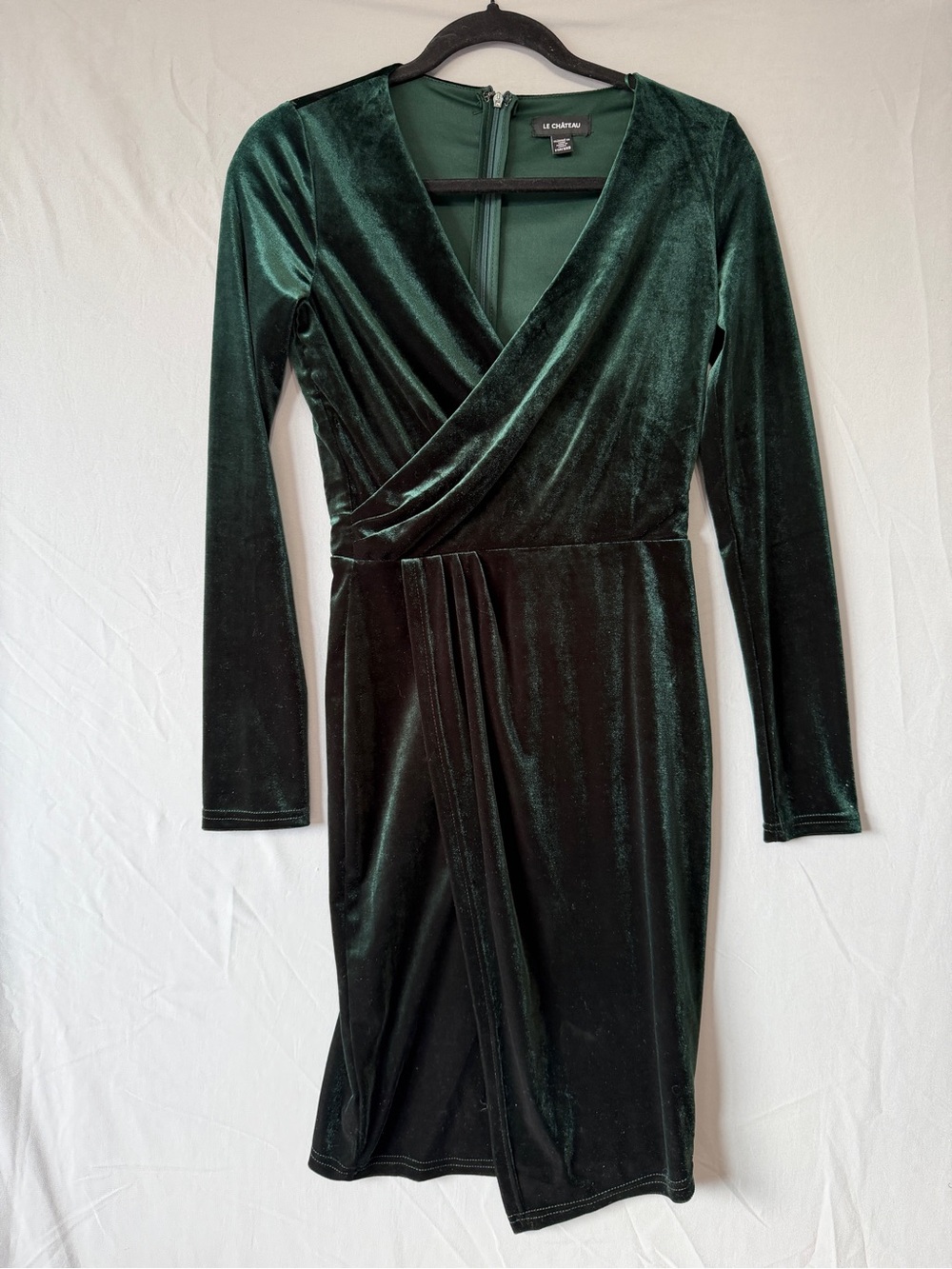 Le Chateau Womens Victorian Velvet Long Sleeve Wrap Dress XXS Green Whimsigoth